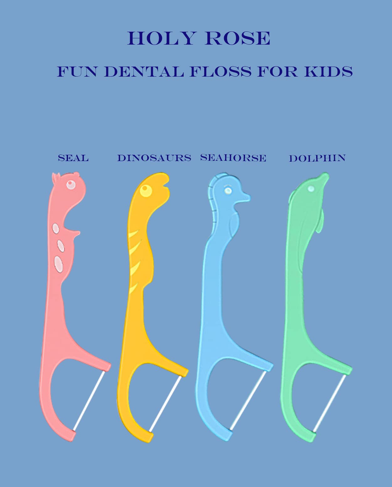 Kids Professional Dental Floss Picks Holy Rose Dental Flossers Dispenser 2Box Suitable for Teenagers,Children,Girls,Boys、Unflavored Floss Sticks,Neat,Hygienic