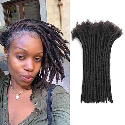 Loc Extensions Human Hair 4 Inch 0.6cm 100 strands Locs Extensions Real Human Hair Natural Black for Women Men 100% Full Handmade Permanent Dreadlock Extensions Human Hair An Be Dyed Bleached Curled