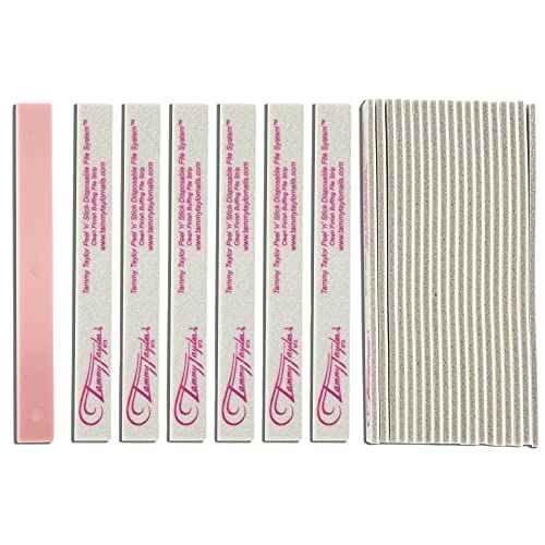 Tammy Taylor Peel ¡®N¡¯ Stick Clean Finish Buffer, Natural Nail Buffing File for Fingernails and Toenails, Sanitary, Replaceable, Durable Cloth Material (25 Pack)