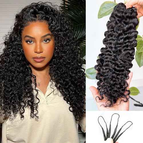 BLG Burmese Water Wave Human Crochet Hair 16 Inch 120g Knotless Pre-Separated Crochet Hair Extensions Real Human Hair Burmese Curly Micro-Link Crochet Hair for Women