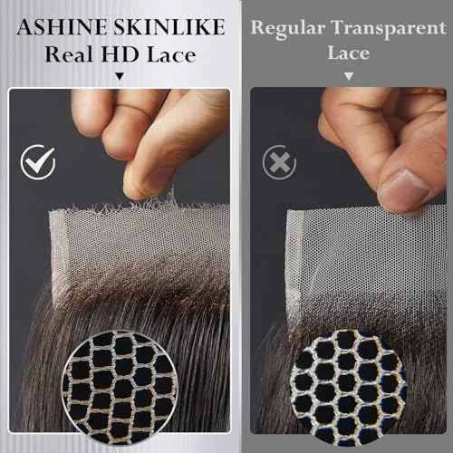 ASHINE 5x5 HD Lace Closure Body Wave Straight Human Hair 5x5 Real HD Lace Closure Invisible Bleached Knots Pre Plucked with Baby Hair Natural Hairline 16 Inch