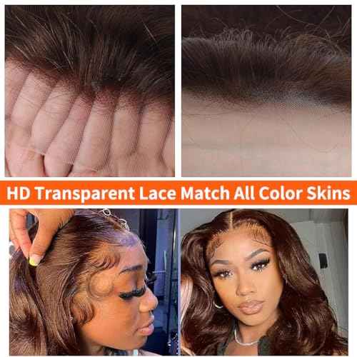 22 Inch Chocolate Brown Lace Front Wig Human Hair 200% Density Brown Straight Lace Front Wigs Human Hair Pre Plucked with Baby Hair 13x6 Colored Frontal Wigs Human Hair 4# Brown Human Hair Wig