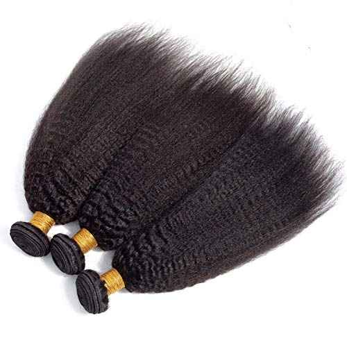 Kinky Straight Human Hair Bundles 100% Unprocessed Brazilian Remy Soft Yaki 3 Bundles Human Hair (18 20 22 Inch)