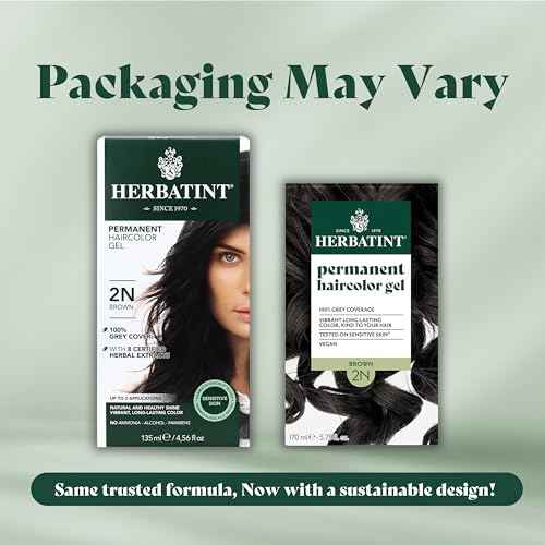 Herbatint Permanent Haircolor Gel, 2N Brown, Alcohol Free, Vegan, 100% Grey Coverage - 4.56 oz (3 Pack)