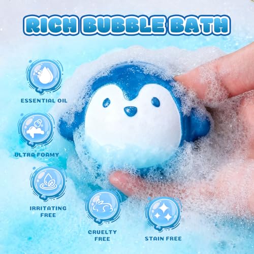 Aofmee Bath Bombs for Kids, 12 Pcs Kids Bath Bombs with Essential Oil, 6 Animal Shapes and Fruity Aroma, Natural Organic Spa Gift Set for Boys Girls, Birthday Christmas Halloween