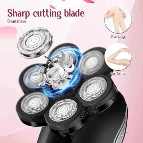 Electric Razors for Women,7D Gifts for Women,Cordless Electric Shaver with Detachable Head Wet/Dry Facial Hair Remover for Legs Painless Water Resistant (Black)