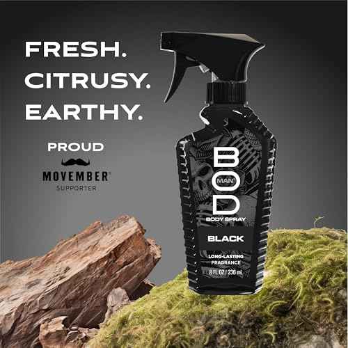 BOD man Fragrance Body Spray, Black, 8 fl oz (Pack of 2)