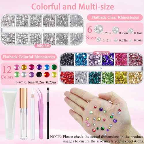 Face Gems Kit with Makeup Glue, Hair Gems Colorful Face Jewels Clear Face Rhinestones, Picker Pencil Tweezer and Brush for Face Eye Hair Body Makeup