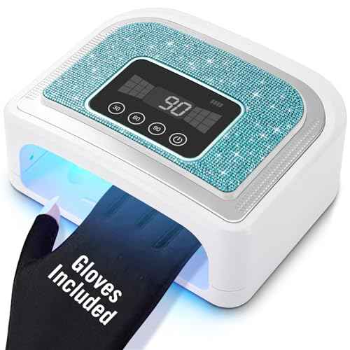Aedavey Cordless Nail Lamp, Rechargeable UV Nail Lamp for Gel Nails, LED Nail Lamp with 4 Timer Modes, Gel Nail Light Decorate with Sparkling Nail Rhinestones Diamond (Sparkly Blue Diamond)