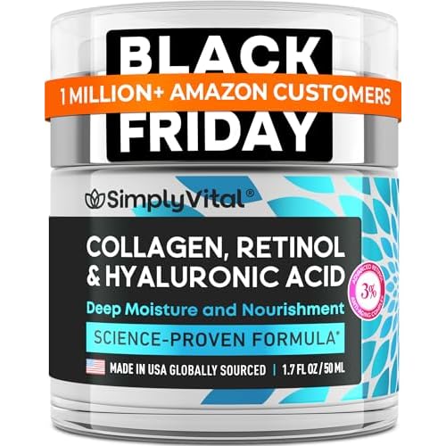 SimplyVital Collagen, Retinol & Hyaluronic Acid Cream - Anti-Aging Face Moisturizer for Face, Firming Skin Care Neck & D?collet? - Made in USA, Daily Moisturizer Face Cream Day & Night - 1.7 fl.oz.