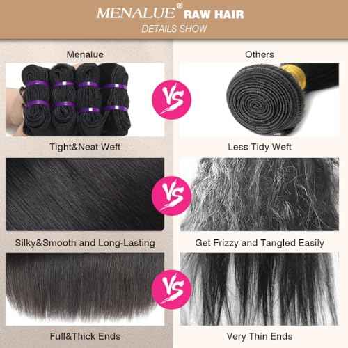 16A Straight Bundles Human Hair 16 18 20 Inch 100% Unprocessed Raw Vietnamese Human Hair Bundles Straight Weave 3 Bundles Remy Virgin Hair Bundles Deals Natural Black Color
