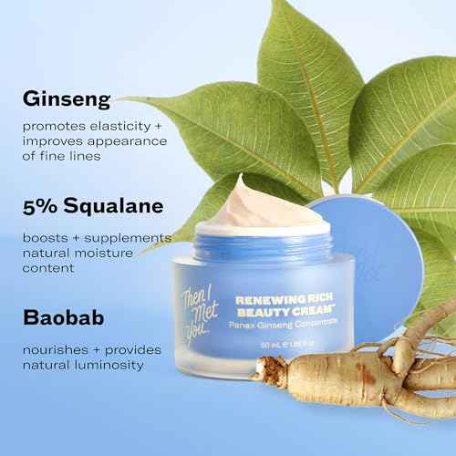 Then I Met You Renewing Rich Beauty Cream, Deep Hydration Korean Moisturizer with Quad Ginseng Complex, Fast Absorbing Vegan-Cruelty-Free Plant-Based Antioxidant, Alcohol Free Skincare for Exfoliated
