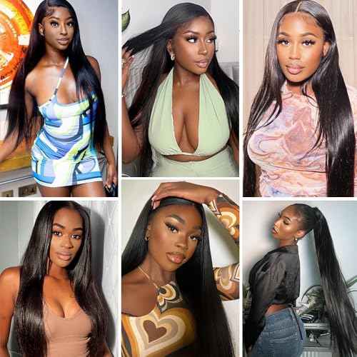 Human Hair Bundles Straight Hair 20 22 24 Inch 3 Bundles Human Hair 100% Unprocessed Brazilian Remy Virgin Hair Extensions Sew In Hair Bundles Natural Black