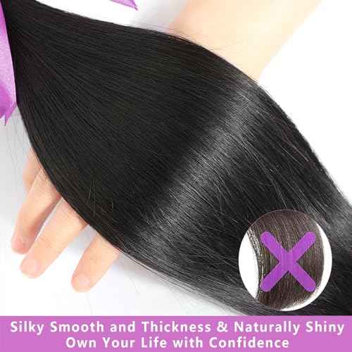 12A Human Hair Bundles 22 24 26 Inch Straight Bundles Human Hair 100% Unprocessed Brazilian Virgin Weave 3 Bundles Deals Thick & Tangle Free¡¦