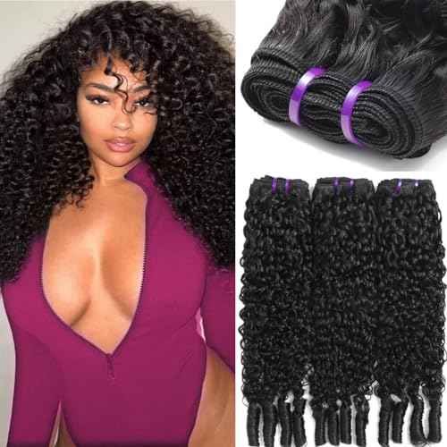 Burmese Curly Human Hair 3 Bundles 18 20 22 Inch 14A Unprocessed Virgin Burmese Water wave Hair Extension Real Human Hair Natural Color Spiral Curly End 3C4A Human Hair Weft Extensions