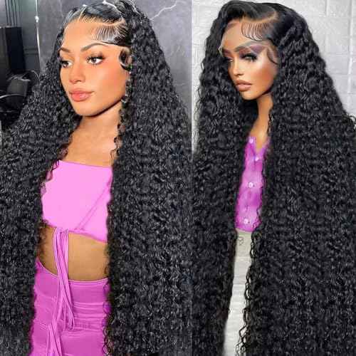 26 Inch 13x6 Lace Front Wigs Human Hair 200% Density Deep Wave Lace Frontal Wigs 13x6 Deep Wave HD Glueless Wig for Women Pre Plucked with Baby Hair