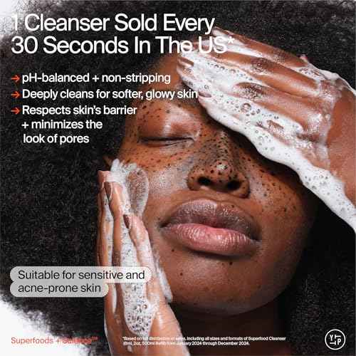 Youth To The People Superfood Facial Cleanser - Kale + Green Tea Daily Face Wash, Gentle Makeup Remover, with Soothing Antioxidants for Glowing Skin, pH Balance, Clean Pores, Sulfate-free, Refillable