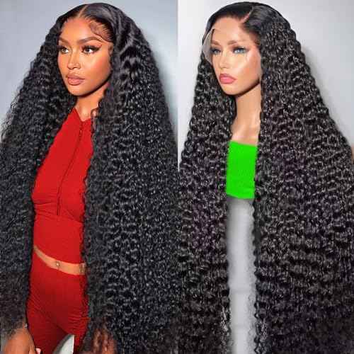 13x6 Deep Wave Lace Front Wig - Human Hair, Deep Curly, HD Lace Frontal, Pre Plucked with Baby Hair (28 Inch)