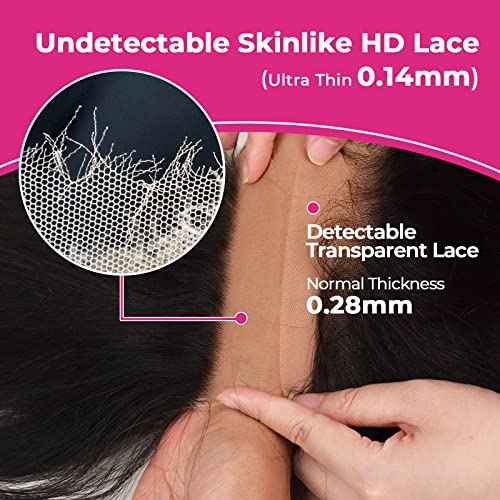 SKINLIKE Real HD Lace 4x4 Closure Straight Human Hair Free Part Swiss HD Lace Melted Undetectable Serrated Edge Pre Plucked with Baby Hair Frontal Closures Only 18 Inch