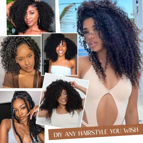 WIGER Kinky Curly Crochet Hair Marlybob Braiding Hair Black Jerry Curly Passion Twist Hair Curly Crochet Braids Medium Length Synthetic Kinky Twist Hair Extensions (6 Packs,10 Inches)