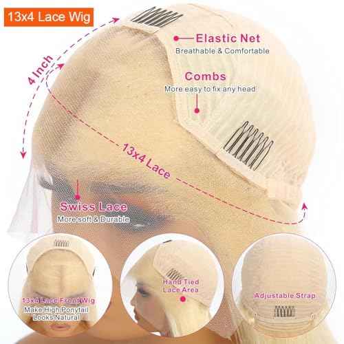 613 Blonde Bob Wig Human Hair 16 Inch 13x4 HD Bob Lace Front Wigs Human Hair Pre Plucked 200 Density Blonde Wig Human Hair Short Bob Wigs for Women