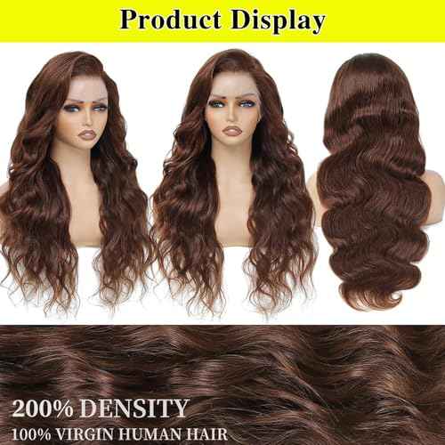 chocolate Brown Lace Front Wig 30 Inch Brown Body Wave Lace Front Wigs Human Hair Pre Plucked with Baby Hair Brown Wig Human Hair 13x6 HD Colored Frontal Wigs Human Hair wig
