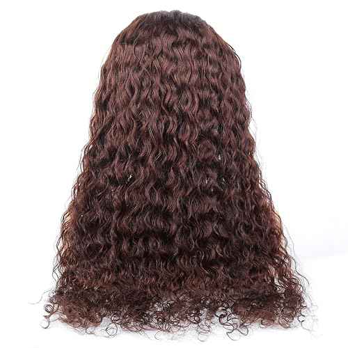 Odir Water Wave 5x5 Lace Closure Glueless Wigs Human Hair 26 Inch Reddish Brown 180% Density Brazilian Hair Wet and Wavy HD Lace Closure Wigs Curly Lace Front Wigs Pre Plucked with Baby Hair