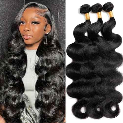 12A Human Hair Bundles 26 26 26 Inch Body Wave 100% Unprocessed Brazilian Virgin 3 Bundles Human Hair Double Weft Weave Bundle Body Wave Natural Black