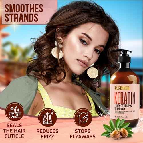 Keratin Shampoo - Sulfate Free, Strengthening Formula - Repair Damaged and Dry Hair - Products for Women and Men - For Thinning Hair - 16 Fl Oz