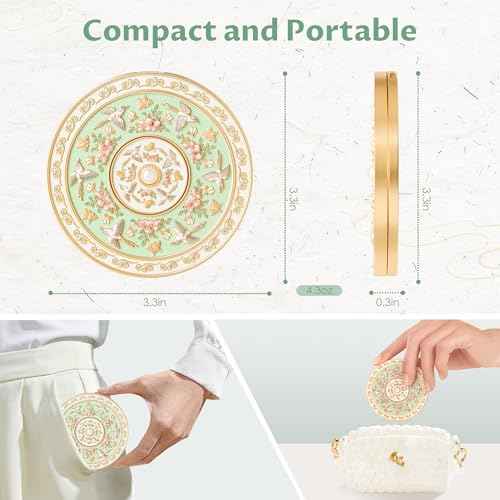 Compact Mirror, Mini Travel Makeup Mirror Small Magnifying Mirror for Purse Bag Pocket, Portable Folding Vanity Mirrors with Cute Storage Pouch