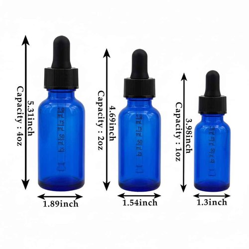 Parfumlism 20 Pcs 1oz Cobalt Blue Dropper Bottles (30ml) with Graduated Glass Pipette, Stylish & Leak-Proof for Facial Serums, Gifting & Beauty Care