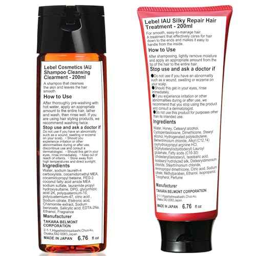 Lebel IAU Cleansing Clearment Hair Shampoo 200ml & Lebel IAU Silky Repair Hair Treatment 200ml Set