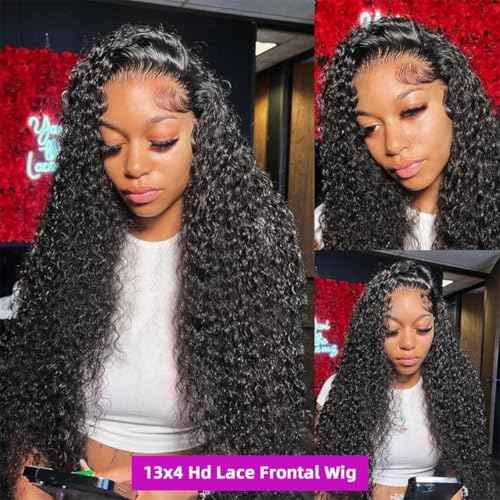 Deep Wave Lace Front Wigs Human Hair Wig for Woman 13x4 Hd Deep Curly Lace Front Wig Human Hair Pre Plucked With Deep Wave Lace Frontal Wigs (12 Inch)