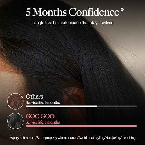 GOO GOO Tape In Weft Hair Extensions Human Hair, Genius PU Long Weft Tape In Hair Extensions Real Human Hair, Silky Easy to Use, 1 Jet black 22 inch 60g