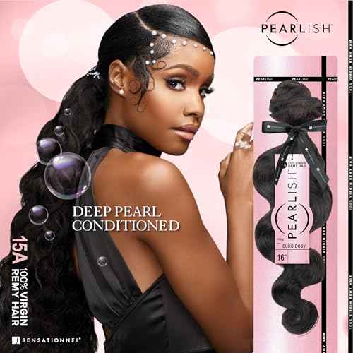 Sensationnel Pearlish bundle human hair - euro body deep pearl conditioned 15a soft remy beauty supply sew in or glue on bundles (22 Inch, NATURAL/BLACK)