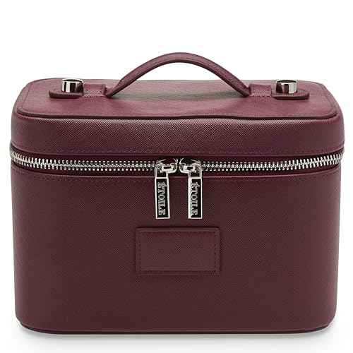 ETOILE - Mini Vanity Case Burgundy - Stylish Travel Makeup Bag Organizer With Removable Dividers