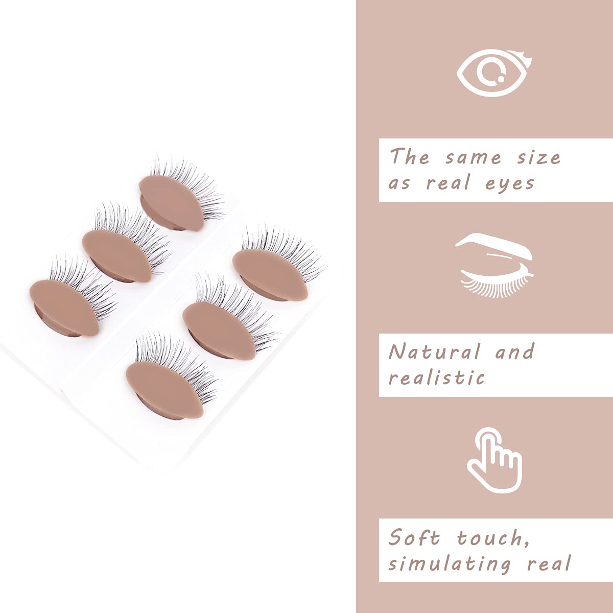 MAIZOA 6 pairs of replaceable eyelids (2 boxes), MAIZOA Eyelash Replacement Eyelids,used for eyelash training and practice makeup eyelash extension (Wheat color)