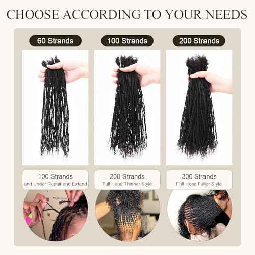 DAIXI Handmade Interlocking Sisterlocks Curly Tips 100% Real Human Hair Permanent Micro Locs Extensions Natural Looking Soft Dreadlocks Can Be Bleached and Dyed.(1B - 0.2cm, 12 Inch 60 Strands)