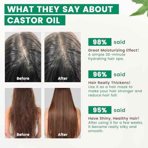 PHATOIL Organic Cold Pressed Castor Oil, 118 ml (4 fl.oz) Glass Bottle, USDA Certified Organic, Rich in Omega Fatty Acids, Ideal for Hair Growth, Eyebrows, Lashes, and Skin Care