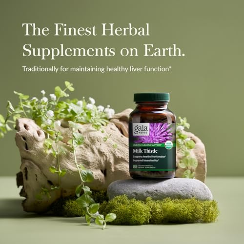 Gaia Herbs Milk Thistle - Liver Supplement & Cleanse Support for Helping to Maintain Healthy Liver Function* - 120 Vegan Capsules (40-Day Supply)