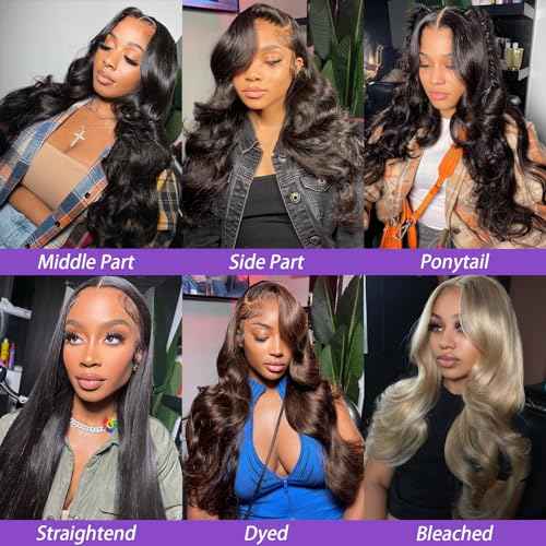 Body Wave 13x4 HD Lace Front Human Hair Wigs for Women 150% Density Glueless Natural Black 22 Inch