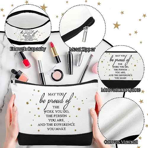 Cunno 30 Pcs Canvas Zipper Pouch Bulk Inspirational Quotes Makeup Bags 6 Style Women Employee Christmas Appreciation Gifts for Emergency Nurse Teacher Travel Toiletry Organized(Classic)