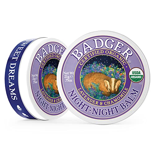 Badger Night Night Balm, Organic Sleep Balm for Kids with Chamomile & Lavender Essential Oils, 0.75 Oz Metal Tin