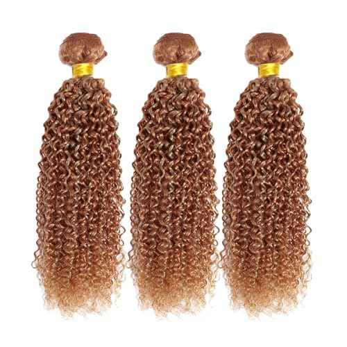 Honey Blonde Human Hair Color 30 Kinky Curly Bundles Brazilian Virgin Hair P27/30 Color 2 Tone #27 Honey Blonde Mixed With #30 Light Brown Bundles 26 28 30 Inch