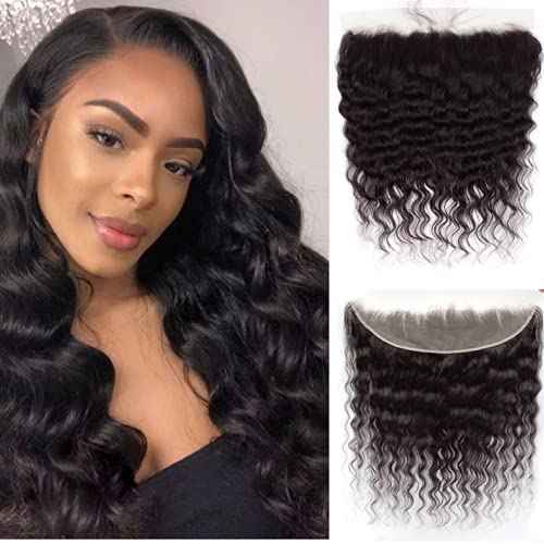 ELEE'S HAIR Loose Wave Lace Frontal With Baby Hair Lace Closure 13x4 Ear To Ear Swiss Lace Brazilian Virgin Hair Free Part Natural Color 16 Inch