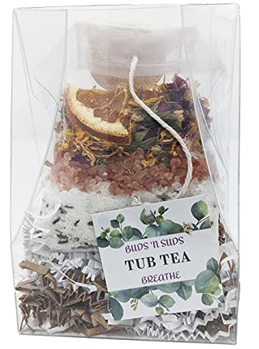 Tub Tea Natural & Organic Floral with Bath Salts- Handmade Herbal Soak for Relaxation & Muscle Relief! Self Soothing Bath Experience! These Tub Tea Herbal Bath Bags Make Great Gifts! (Pack of 2)