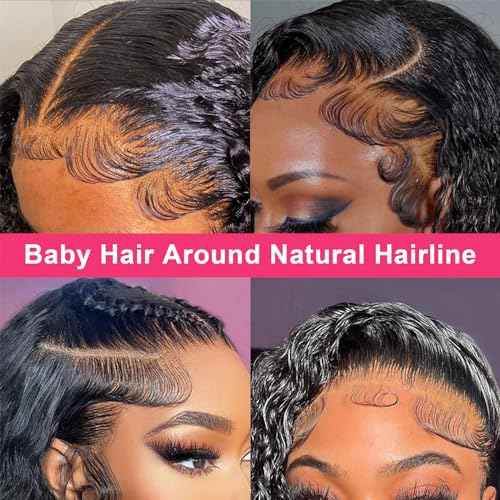 Deep Wave Lace Front Wigs Human Hair 13x6 HD Transparent 180% Density Glueless Wigs Deep Curly Lace Frontal Wigs Natural Color 26 Inch