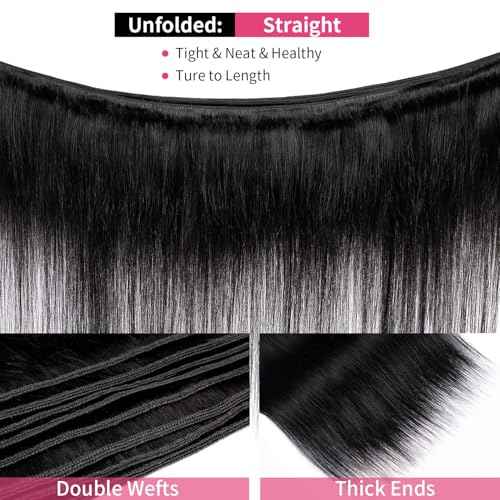 12A Straight Bundles Human Hair 22 22 22 Inch 100% Unprocessed Brazilian Virgin Hair Bundles Straight Hair 3 Bundles Weave Bundles Human Hair Extension