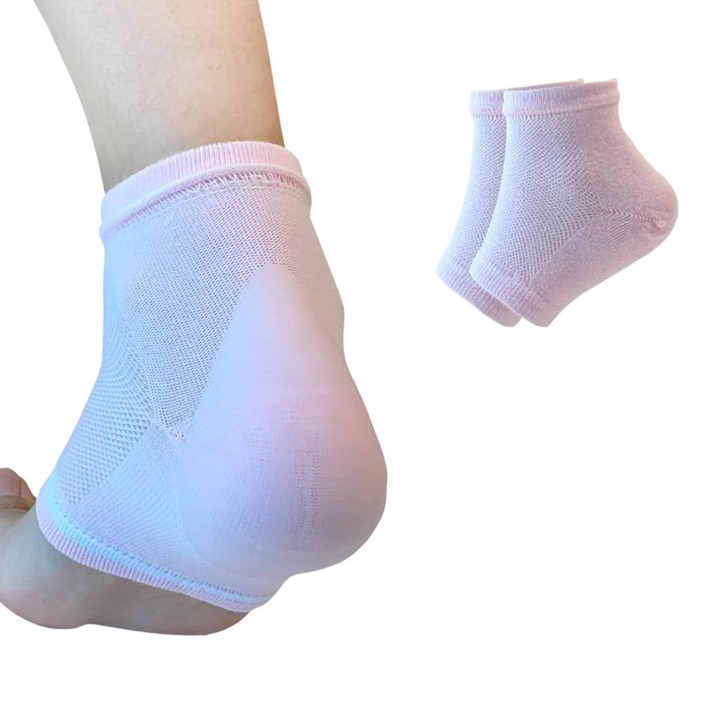 Moisturizing Gel Heel Socks to Repair Dry Cracked Heel - Soften, Soothe, and Revitalize Your Feet, for Men and Women (Pink, 3 Pairs)