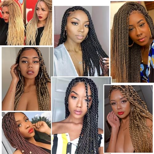 Senegalese Twist Crochet Hair-8 Packs 12 Inch Senegalese Twist Crochet Braids For Women, Black Pre Looped Pretwisted Crochet Braids, Synthetic Crochet Twist Hair (12in,1B#)